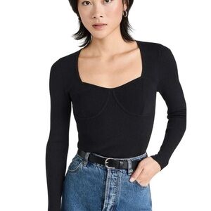 Madewell Womens Large Black Wide Rib Sweater Top NM615